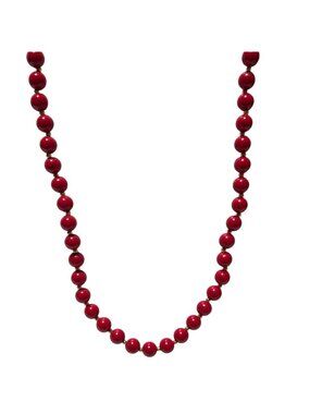 Vintage Cherry Red Beaded Necklace Retro 50s 80s Minimalist Fashion Jewelry